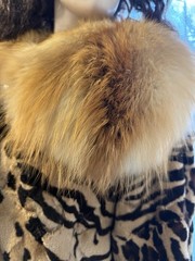 Birger Christensen Leopard Print Sheared Mink Fur Coat w/ Fox Collar & Cuffs M