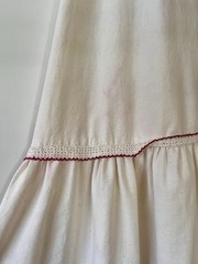 VTG 70s Lace Bib Crochet Trim Cotton Prairie Maxi Dress XS/S Cottagecore
