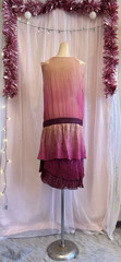 Vintage Antique 20s Flapper Dress Silk Chiffon Pink Ombre Beaded As Is XS