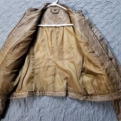Vintage JOUJOU Polyurethane Textured Kacket Womens Size L Brown Full Zip