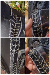 Vintage 80s Tan Chho Black Beaded Sequin Duster Dress 4 Piece Set, Women’s 2X