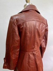 Vintage 70s Oxblood Red Leather Trench Coat Duster Argentina Exaggerated Collar
