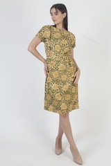 Vintage 50s Belted Wiggle Dress Garden Floral Pin Up Rockabilly Retro MCM Skirt