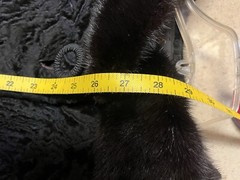 Vintage Mannis Black Karakul Curly Lamb Mink Fur Collar Cuffs 3/4 Coat Jacket M