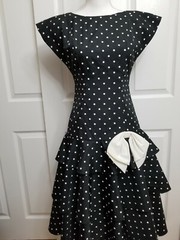 Vintage 1980s Black White Polka Dot Dress Size 2 Warren Petites I.Magnin