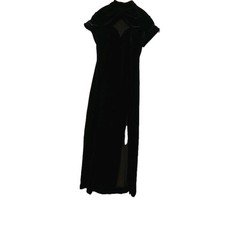 Vintage 80’s Night Way Collections Long Black Velvet Dress Small