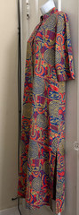 Vintage Sayburg Yellow/Blue/Red Print Cotton Robe/Dress-Size XL (No size tag)