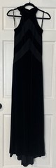Vintage Velvet Maxi Dress Women 8 Black Halter Stripe Goth Vampy HOCO Prom
