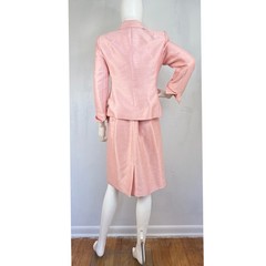 Vintage Women’s Skirt Suit Pink White Thread Blazer & Skirt Y2K Size 6 Petite
