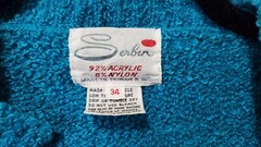 Serbin Vintage Cardigan Sweater Size 34 Size Small Teal Blue
