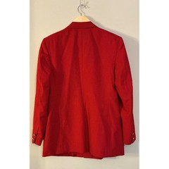 Burberrys Vintage Red Wool Skirt Suit Double Breasted Blazer Pleated Skirt Sz 6