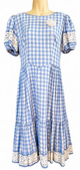 Vintage Blue & White Square Gingham Dance Dress Size M