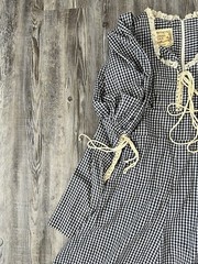VTG 70s Gunne Sax Gingham Maxi Prairie Dress Juliet Sleeves Cottagecore