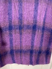 90s Donegal Design Mohair Wool Plaid Scarf Collar Coat Ireland Made VTG Large