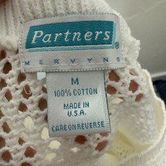 Vintage 80s Partners White Knit Oversized Sweater Nautical Fisherman Cotton Med