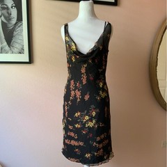 Vintage Galliano Silk Floral Graphic Mini Dress 28/42