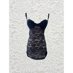 vintage victoria’s secret navy blue lace babydoll chemise slip dress
