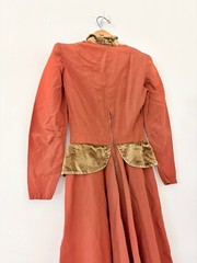 40s Rayon/Velvet Pointed Collar Long Sleeve Midi Dress Victorian Edwardian XS S