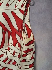VTG RHODA LEE Red/White/Black Sleeveless Back-Buttons 60s ACETATE SHELL/TOP SZ34