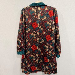 VTG Women’s M Satin Robe and Nightgown Set Teal Floral Boho 90s Retro