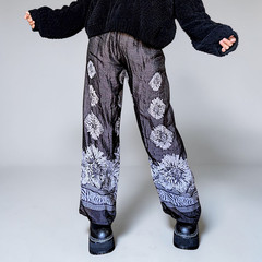 LAPIS vtg 90’s rayon blend boho whymsy goth sunflower high rise wide leg pants M