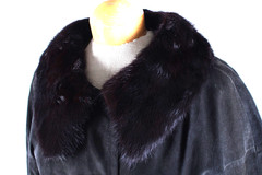 Vintage 1960s Leather Coat Jacket With Mink Fur Collar Women’s Size Large