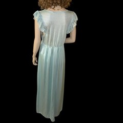 Vintage LORRAINE Long Light Aqua Nylon Nightgown Sz M