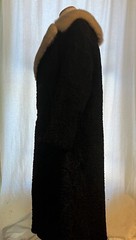 Vintage Persian Curly Lambs Wool Women’s Coat Mink Collar 3/4 Sleeve 44 Inches