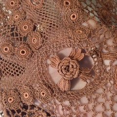Victorian Crocheted Womens Shirtwaist Sz. Sm. Flowers High Collar Costume Teas