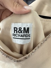 R&M Richard’s Women’s Cream Beaded Lined Sleeveless Column Evening Dress Size 10