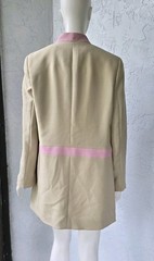 LOUIS FERAUD MID LENGTH WOOL OPEN BLAZER MANDARIN COLLAR TAN PINK WOMEN’S 10
