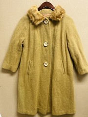 VTG Forstmann Frigelda Winter Coat Wool Fur Collar Satin Lined Button-up Size M