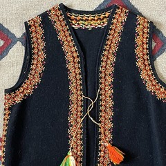 Vintage Ukrainian Ethnic Folk Kiptar Embroidered Wool Vest Women’s Medium