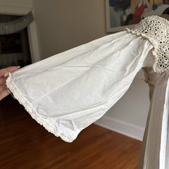 Vintage White Cotton Cottage Core Prairie Dress Women’s Lace Details 70s? Hippie