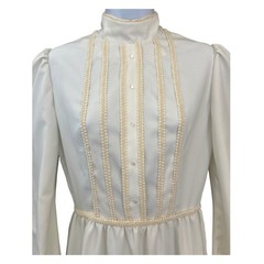 Vintage 70s Prairie Maxi Dress Cottagecore Victorian Edwardian Retro Wedding