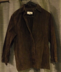 100 % LEATHER BUTTON DOWN SHIRT – SIZE MED BROWN MADE BY DANIELLE MARTIN