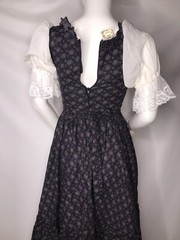 Vintage 1970s Gunne Sax Floral Prairie Peasant Black Corset Dress XS 5 7 Cottage
