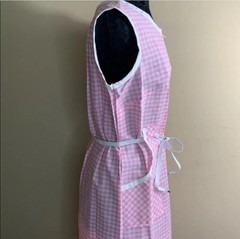 Vintage Komar Dress Pink White Large Pockets Zip Front Size L NOS Made in USA