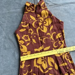 VTG Hawaiiana Aloha Collared Dress Tiki Tropical Hawaiian Bark Cloth Size XS