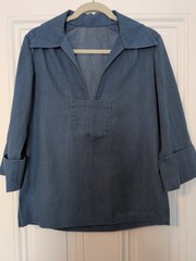 Vintage Custom Made Denim Tunic 3/4 Sleeves Size M Made In USA Boho 70s Hippie