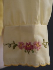VTG 60s Daffodil Heavily Embroidered Asian Tunic Top Yellow Cotton Blend M L