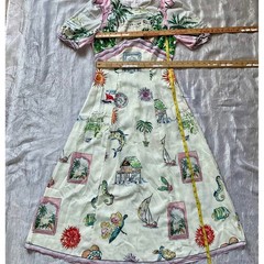 NWOT Tropical Print Puff Sleeve Maxi Dress Summer Resortwear Boho VintageStyle S