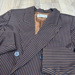 Vintage Yves Saint Laurent Encore Gold Black Cotton Blazer 22.5 in Chest France