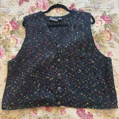 Vtg 80/90s Mohair Blend Button Front Sweater Vest Paint Splatter Boho Whimsigoth
