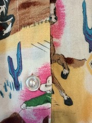 Vintage 80s Novelty Print Western Cowboy Southwest Rodeo Button Up Shirt