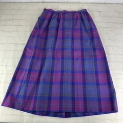 Vintage Pendleton Purple Plaid 100% Virgin Wool Made in USA Midi Skirt Size 10