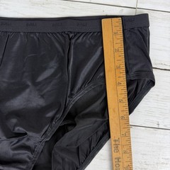 3 Pair Vintage Bali 24602 Black Nylon Satin High Cut Bikini Brief Panties Sz 12