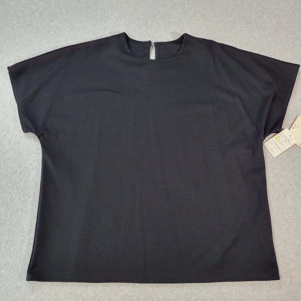 Vintage Claudia Sloan Shirt Black Pullover Cap Sleeve Blouse Top Womens L NWT