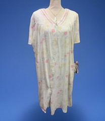 Fundamentals 2pc Set Nightgown & Robe sz M Cotton Blend White Floral SEARS VTG