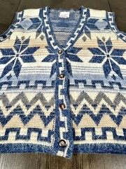 Vintage Denim Republic Vest Acrylic Geometric Design Size Large L made In USA